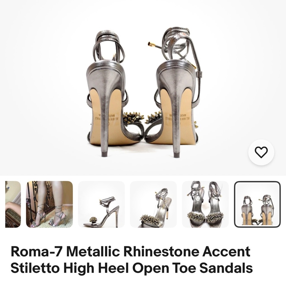 Liliana Silver Embellished Strappy Heels - Picture 10 of 12